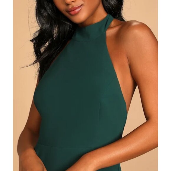 Lulus Captured Your Heart Hunter Green Halter Maxi Dress Sz Medium Hunter Green - Picture 8 of 16